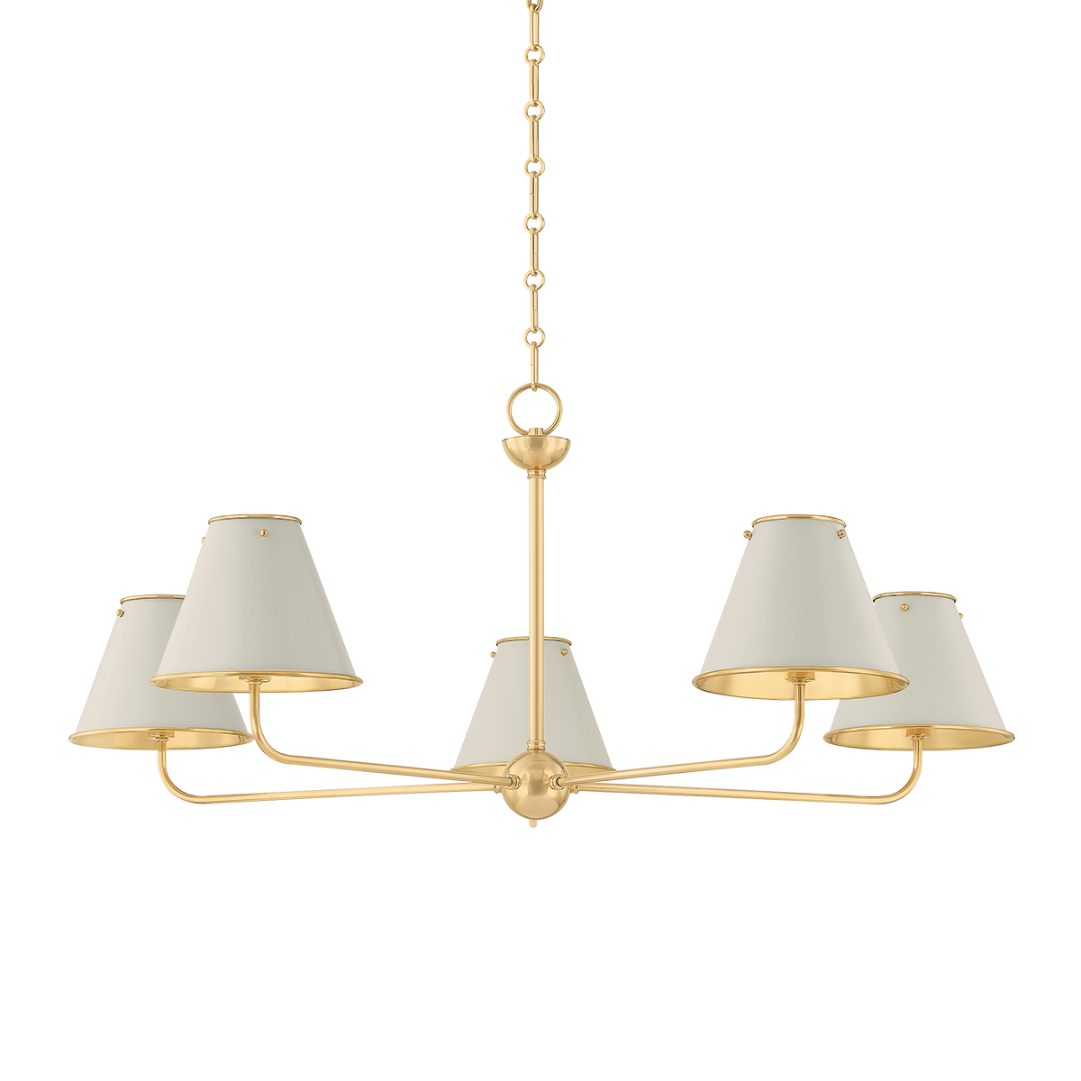 Burghley Chandelier with AGED BRASS/OFF-WHITE Finish