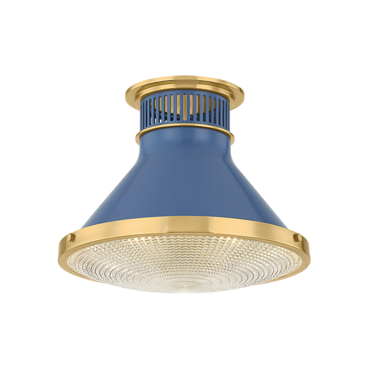 Highclere Flush Mount with AGED BRASS/SOFT FRENCH BLUE Finish