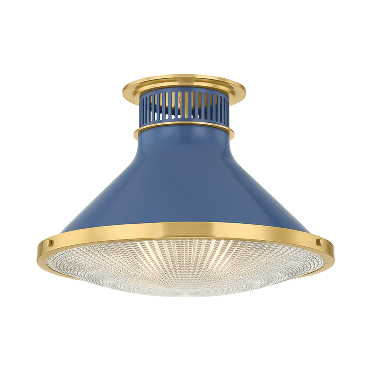 Highclere Flush Mount with AGED BRASS/SOFT FRENCH BLUE Finish