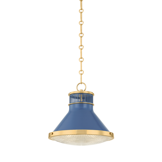 Highclere Pendant with AGED BRASS/SOFT FRENCH BLUE Finish