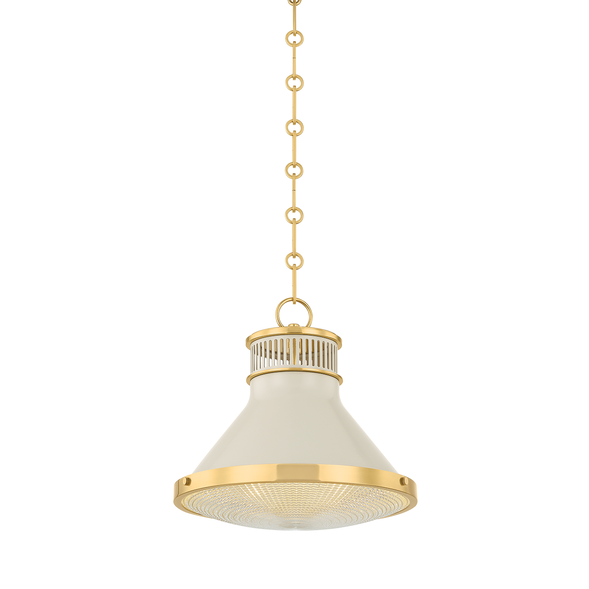 Highclere Pendant with AGED BRASS/OFF-WHITE Finish