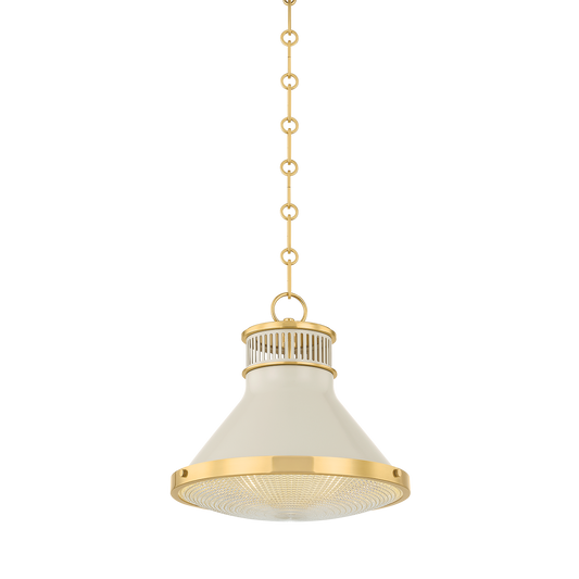 Highclere Pendant with AGED BRASS/OFF-WHITE Finish