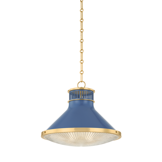 Highclere Pendant with AGED BRASS/SOFT FRENCH BLUE Finish