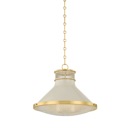 Highclere Pendant with AGED BRASS/OFF-WHITE Finish