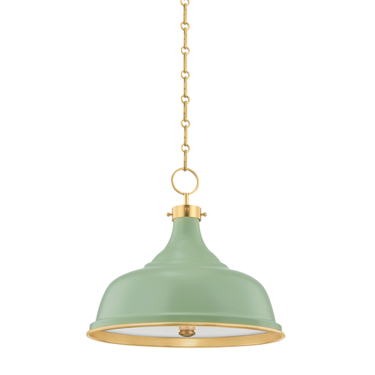 Painted No. 1 Pendant with Aged Brass/leaf Green Combo Finish