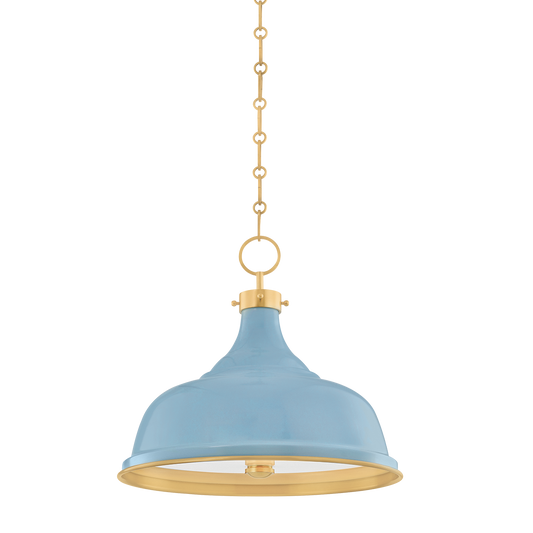 Painted No. 1 Pendant with Aged Brass/blue Bird Finish