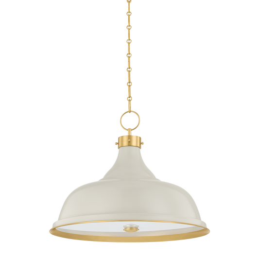 Painted No. 1 Pendant with AGED BRASS/OFF-WHITE Finish