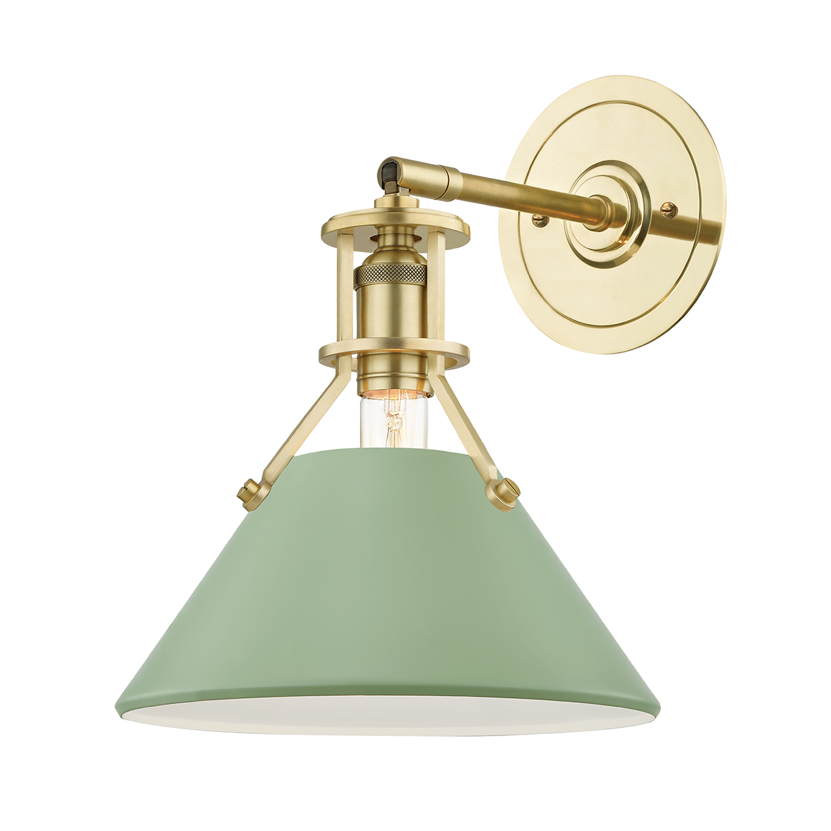Painted No.2 Wall Sconce with Aged Brass/leaf Green Combo Finish