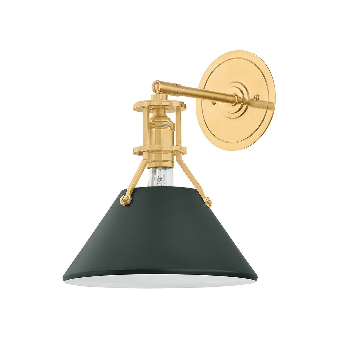 Painted No. 2 Wall Sconce with AGED BRASS/SOFT STUDIO GREEN Finish