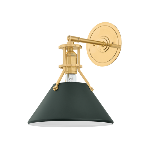 Painted No. 2 Wall Sconce with AGED BRASS/SOFT STUDIO GREEN Finish