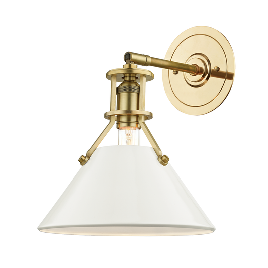 Painted No.2 Wall Sconce with Aged Brass/off White Finish