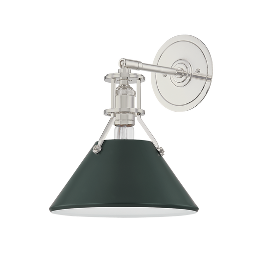 Painted No. 2 Wall Sconce with POLISHED NICKEL/SOFT STUDIO GREEN Finish