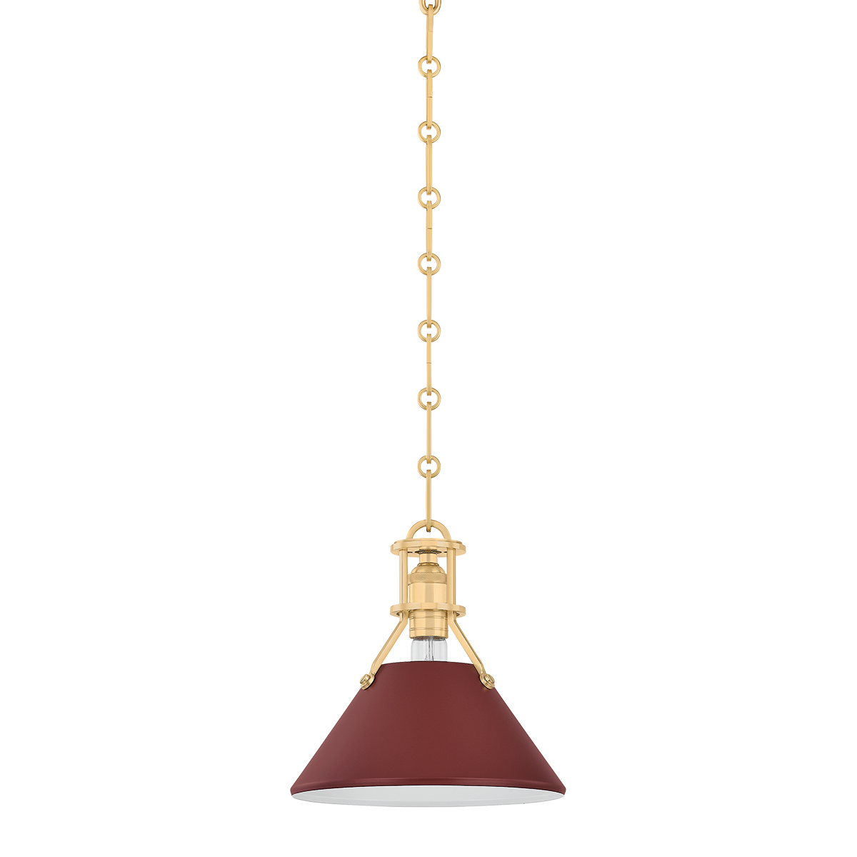 Painted No.2 Pendant with AGED BRASS/SOFT CRIMSON Finish