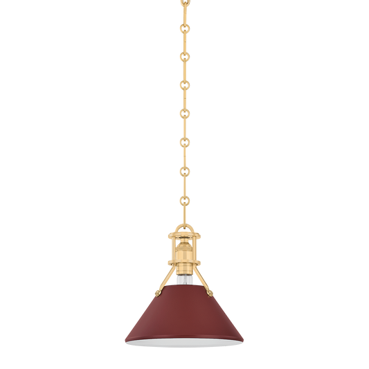 Painted No.2 Pendant with AGED BRASS/SOFT CRIMSON Finish