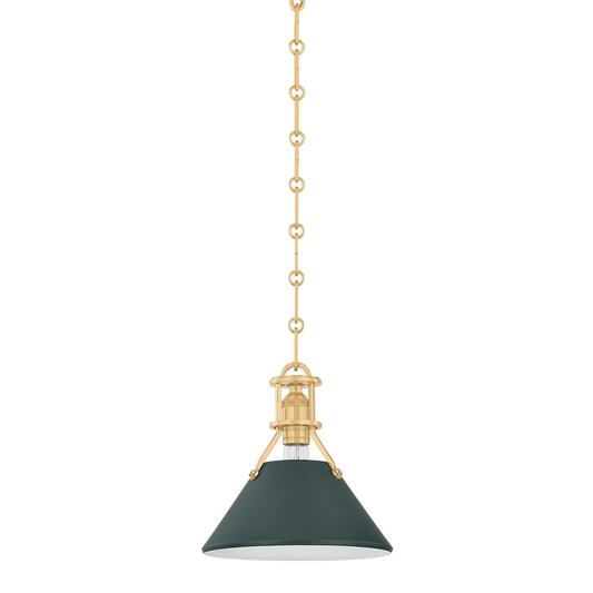 Painted No.2 Pendant with AGED BRASS/SOFT STUDIO GREEN Finish