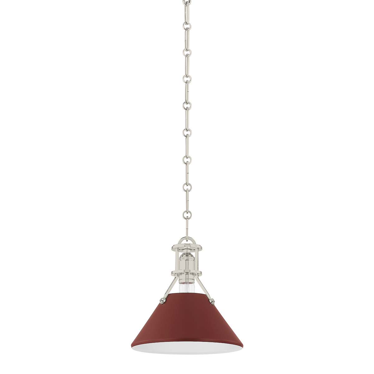 Painted No.2 Pendant with POLISHED NICKEL/SOFT CRIMSON Finish