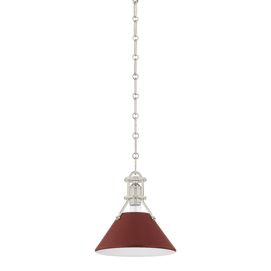 Painted No.2 Pendant with POLISHED NICKEL/SOFT CRIMSON Finish