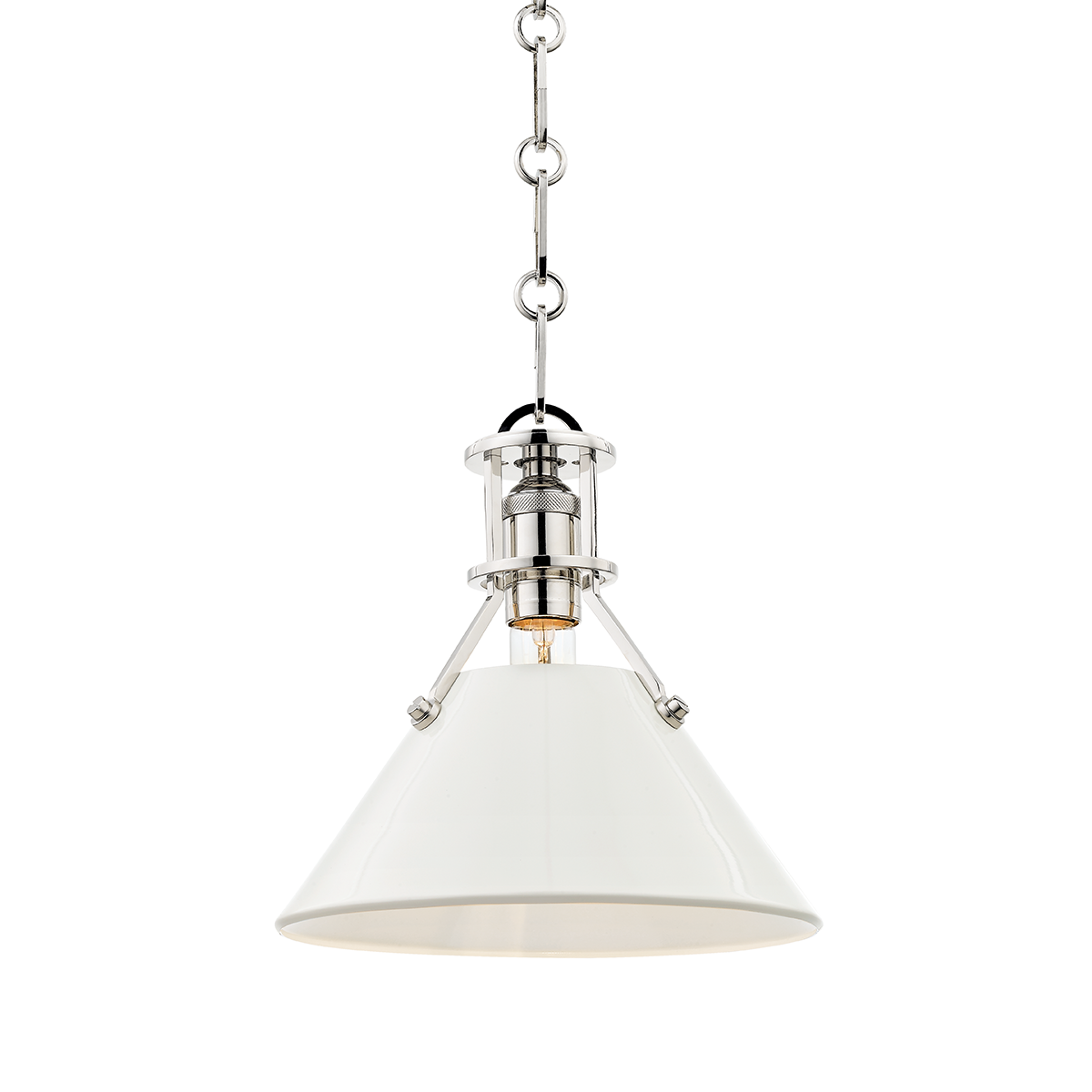 Painted No.2 Pendant with Polished Nickel/off White Finish