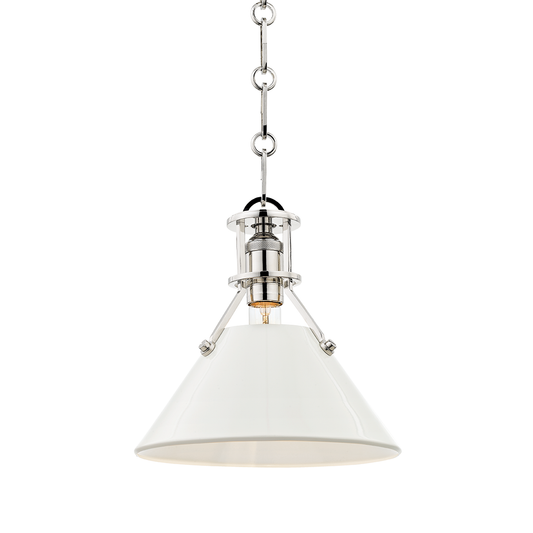 Painted No.2 Pendant with Polished Nickel/off White Finish