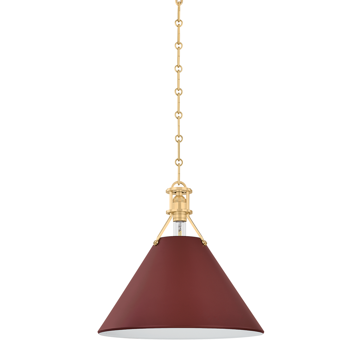 Painted No. 2 Pendant with AGED BRASS/SOFT CRIMSON Finish
