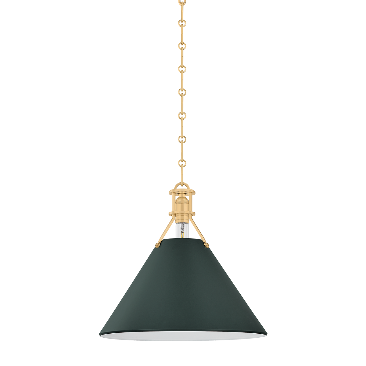 Painted No. 2 Pendant with AGED BRASS/SOFT STUDIO GREEN Finish