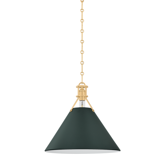 Painted No. 2 Pendant with AGED BRASS/SOFT STUDIO GREEN Finish