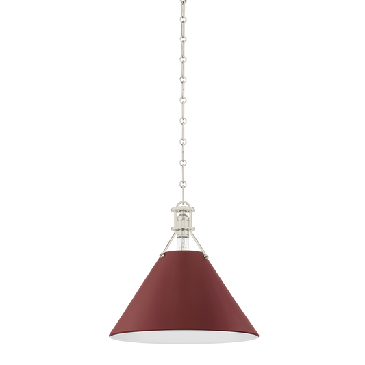 Painted No. 2 Pendant with POLISHED NICKEL/SOFT CRIMSON Finish