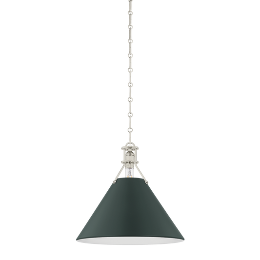 Painted No. 2 Pendant with POLISHED NICKEL/SOFT STUDIO GREEN Finish