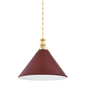 Painted No. 2 Pendant with AGED BRASS/SOFT CRIMSON Finish