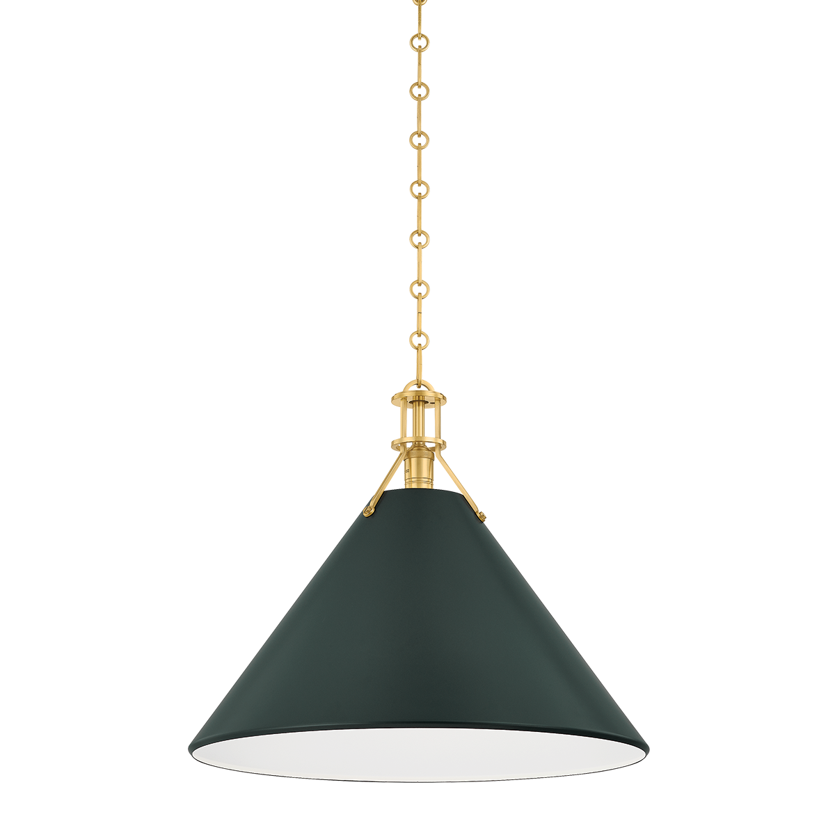 Painted No. 2 Pendant with AGED BRASS/SOFT STUDIO GREEN Finish