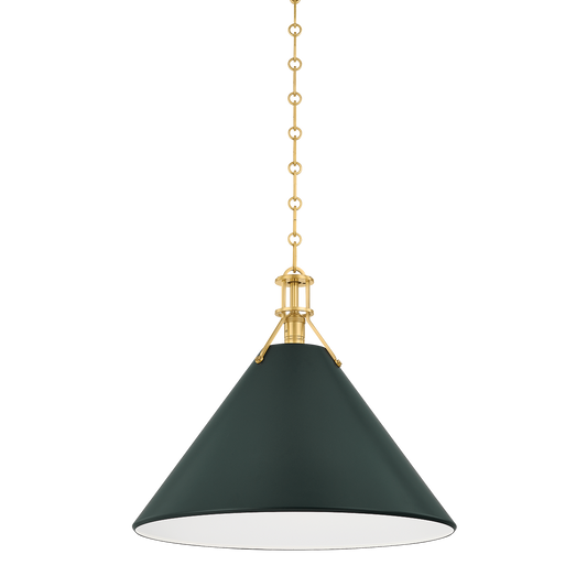 Painted No. 2 Pendant with AGED BRASS/SOFT STUDIO GREEN Finish
