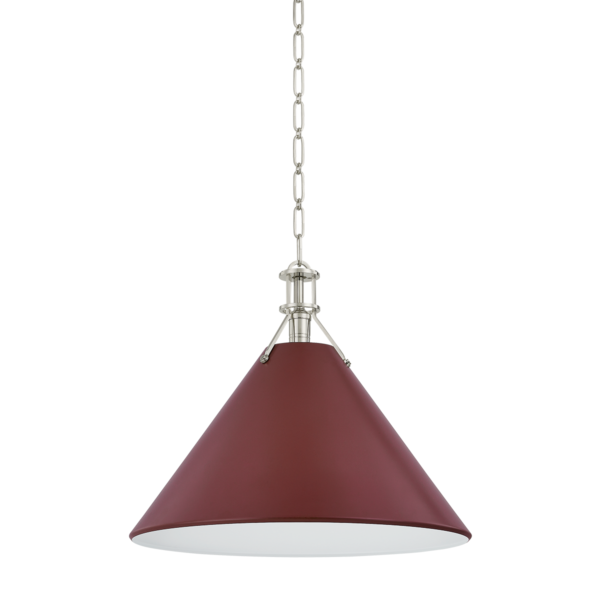 Painted No. 2 Pendant with POLISHED NICKEL/SOFT CRIMSON Finish