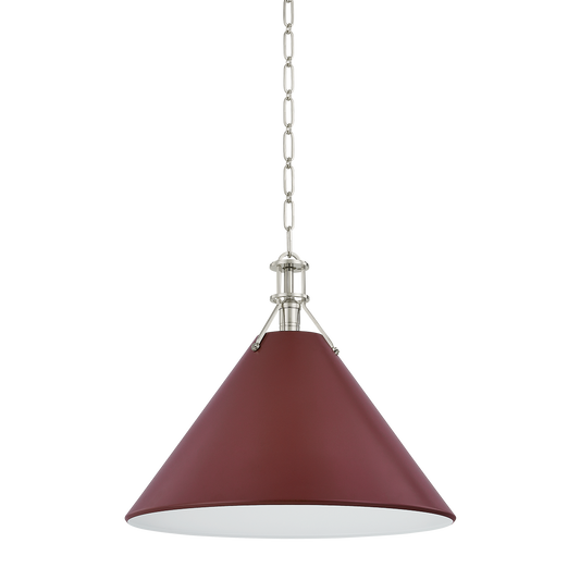 Painted No. 2 Pendant with POLISHED NICKEL/SOFT CRIMSON Finish