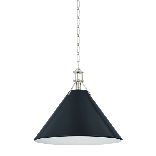 Painted No. 2 Pendant with POLISHED NICKEL/DARKEST BLUE Finish