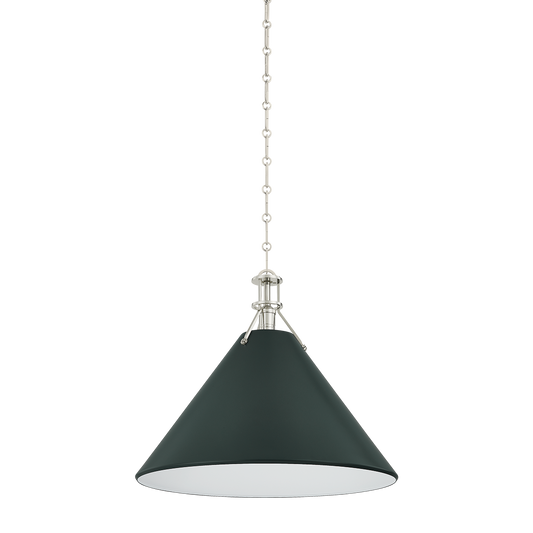 Painted No. 2 Pendant with POLISHED NICKEL/SOFT STUDIO GREEN Finish