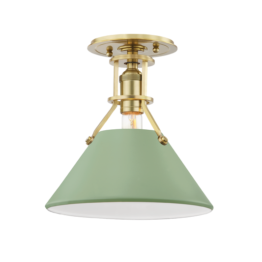 Painted No.2 Semi Flush with Aged Brass/leaf Green Combo Finish