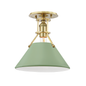 Painted No.2 Semi Flush with Aged Brass/leaf Green Combo Finish