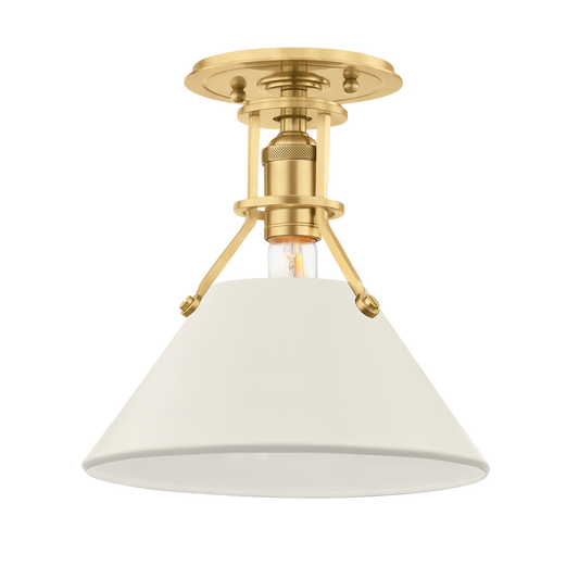 Painted No.2 Semi Flush with Aged Brass/off White Finish