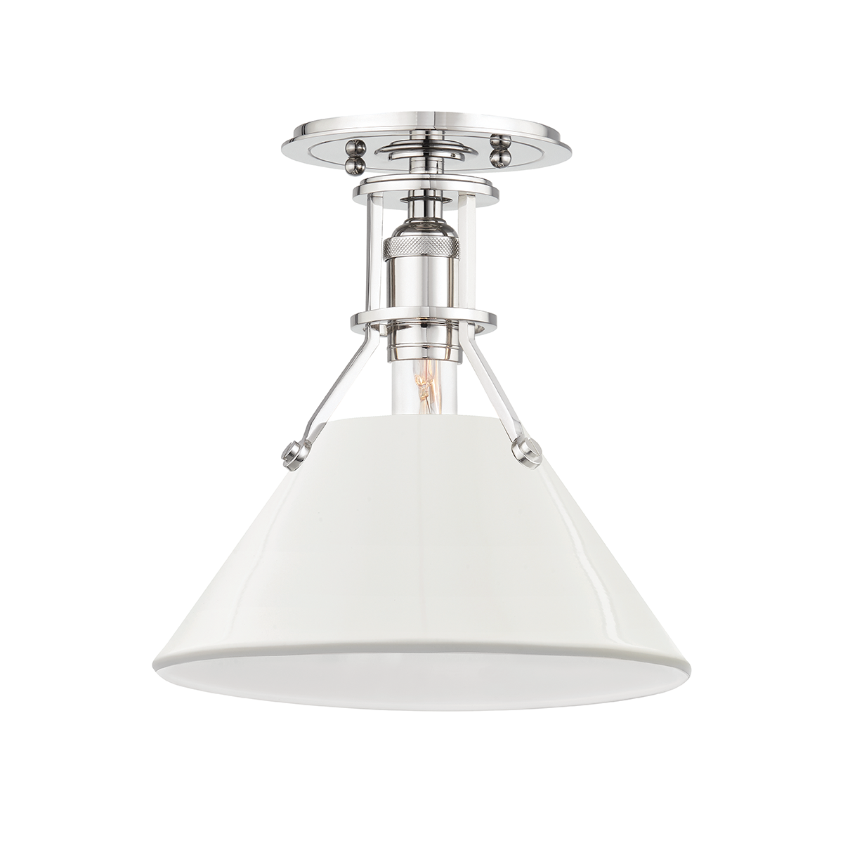 Painted No.2 Semi Flush with Polished Nickel/off White Finish