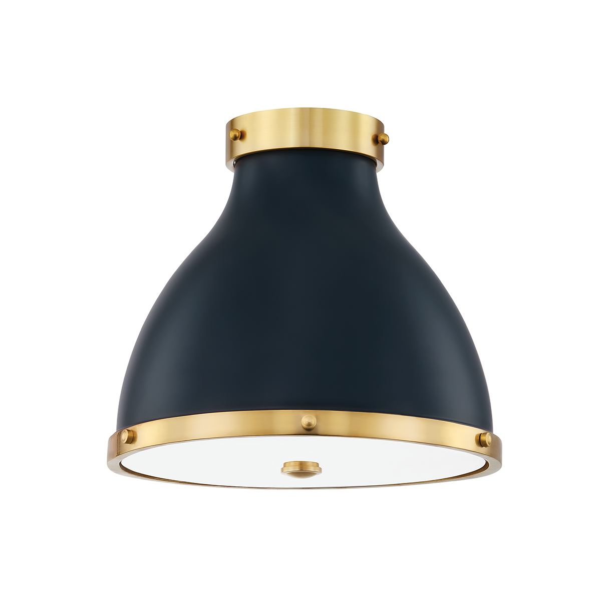 Painted No. 3 Flush Mount with Aged Brass/darkest Blue Finish