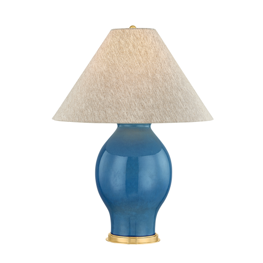 Westhorpe Table Lamp with AGED BRASS/CERAMIC FRENCH BLUE Finish