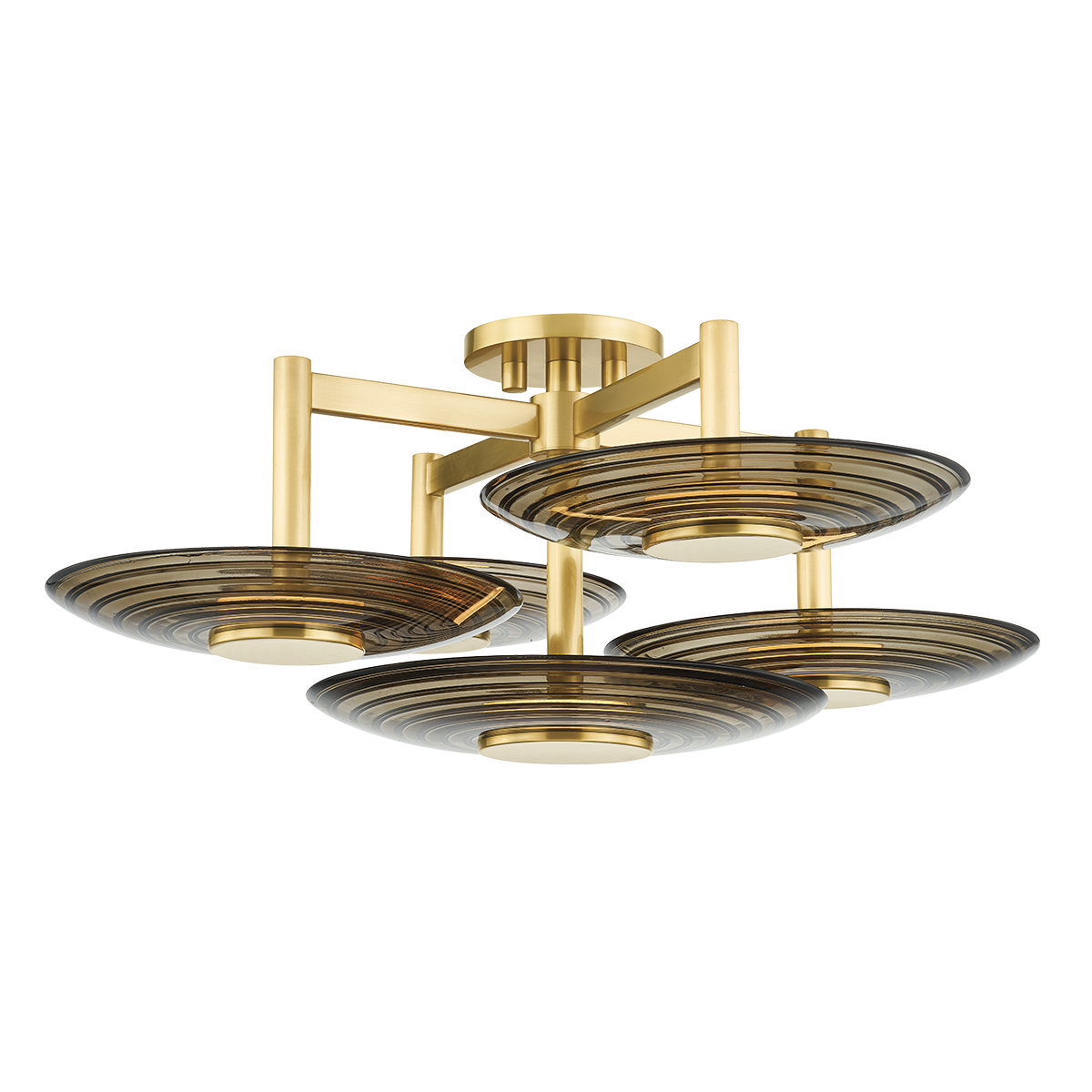 Griston Semi Flush with Aged Brass Finish