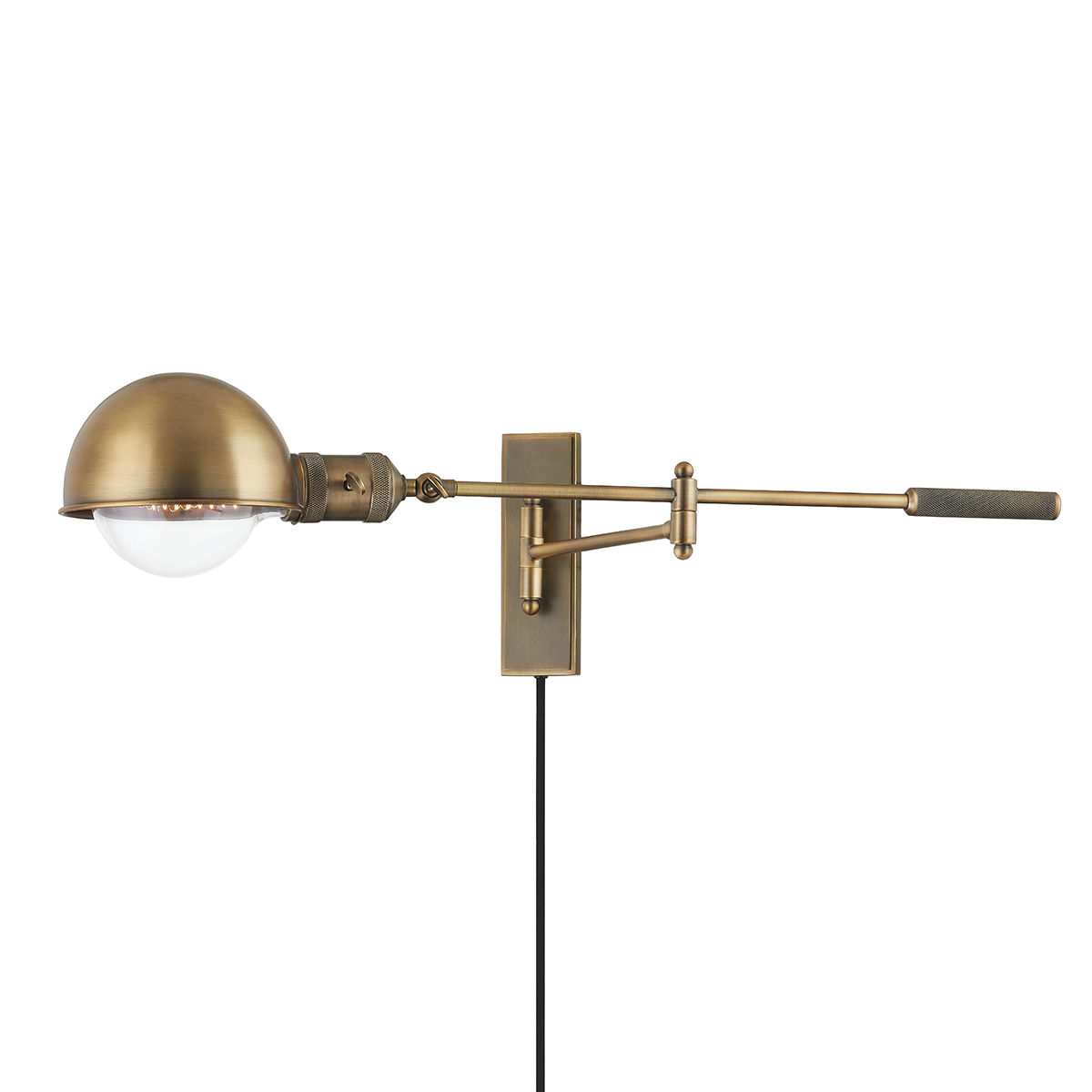 CANNON Plug-in Sconce with PATINA BRASS Finish