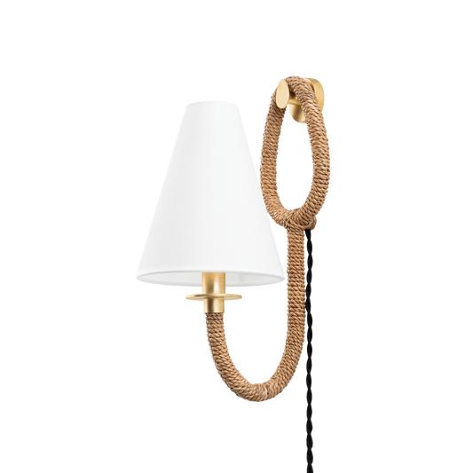 DEAVER Plug-in Sconce with Vintage Gold Leaf Finish