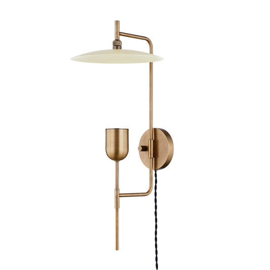 MANTI Plug-in Sconce with PATINA BRASS AND SOFT SAND Finish