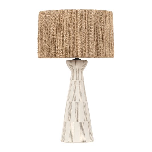 Palma TABLE LAMP with Patina Brass/Ceramic Graphic White Finish