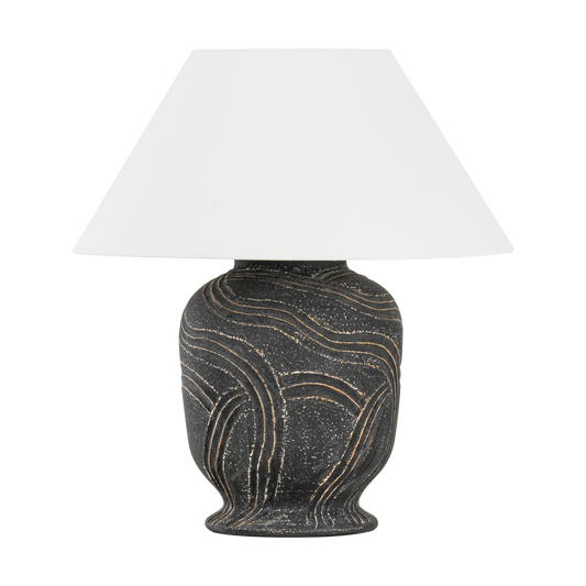 Pecola TABLE LAMP with Patina Brass/Ceramic Windswept Ash Finish