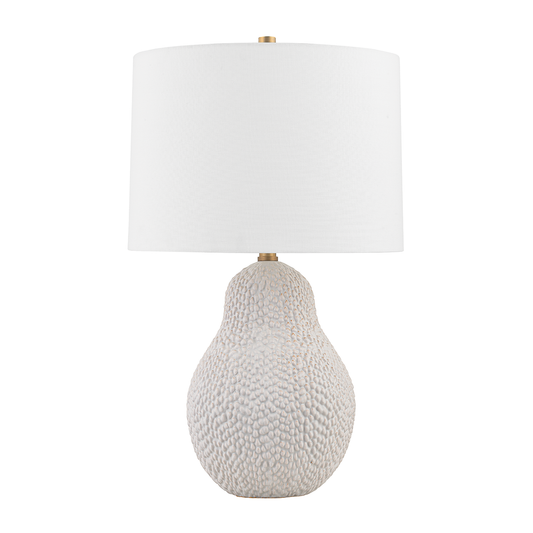 CRATER Table Lamp with PATINA BRASS/CERAMIC SATIN WHITE GOLD Finish