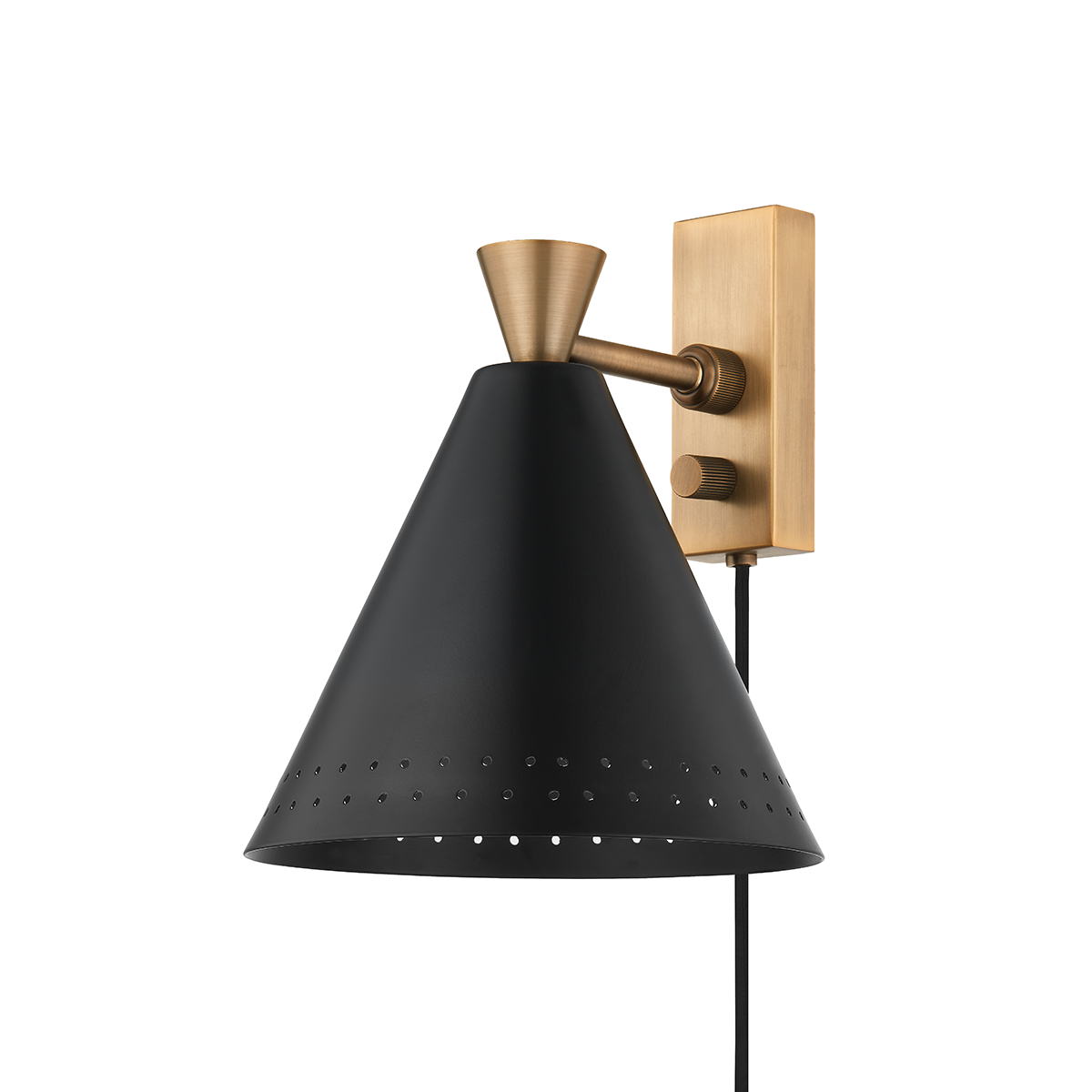Marvin Plug-in Sconce with PATINA BRASS Finish