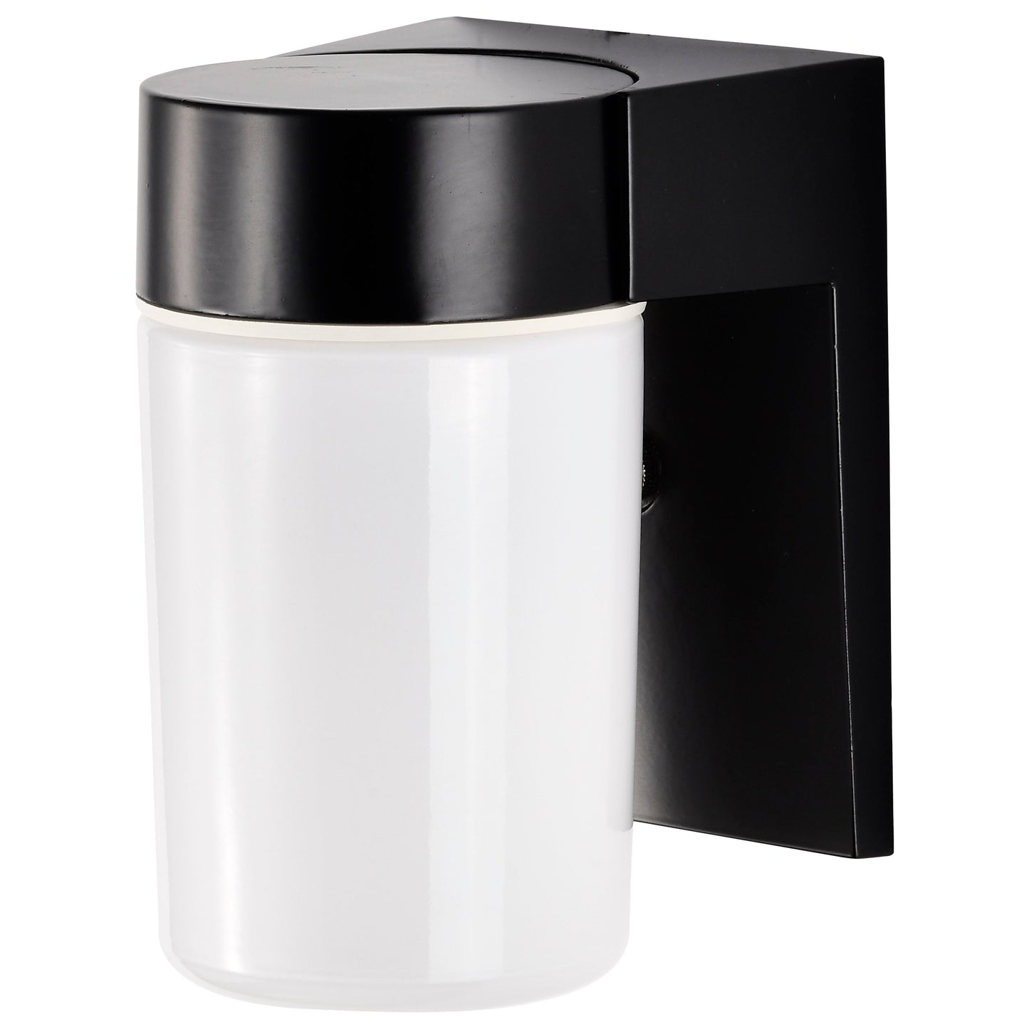 1 Light - 8" - Utility; Wall Mount - With White Glass Cylinder - Satin Aluminum Finish
